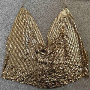 Gold Chainmail Backless Top